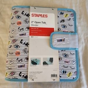 Staples 2" Open Tab Ring/ Expandable File Folder "Look Eyes" Binder